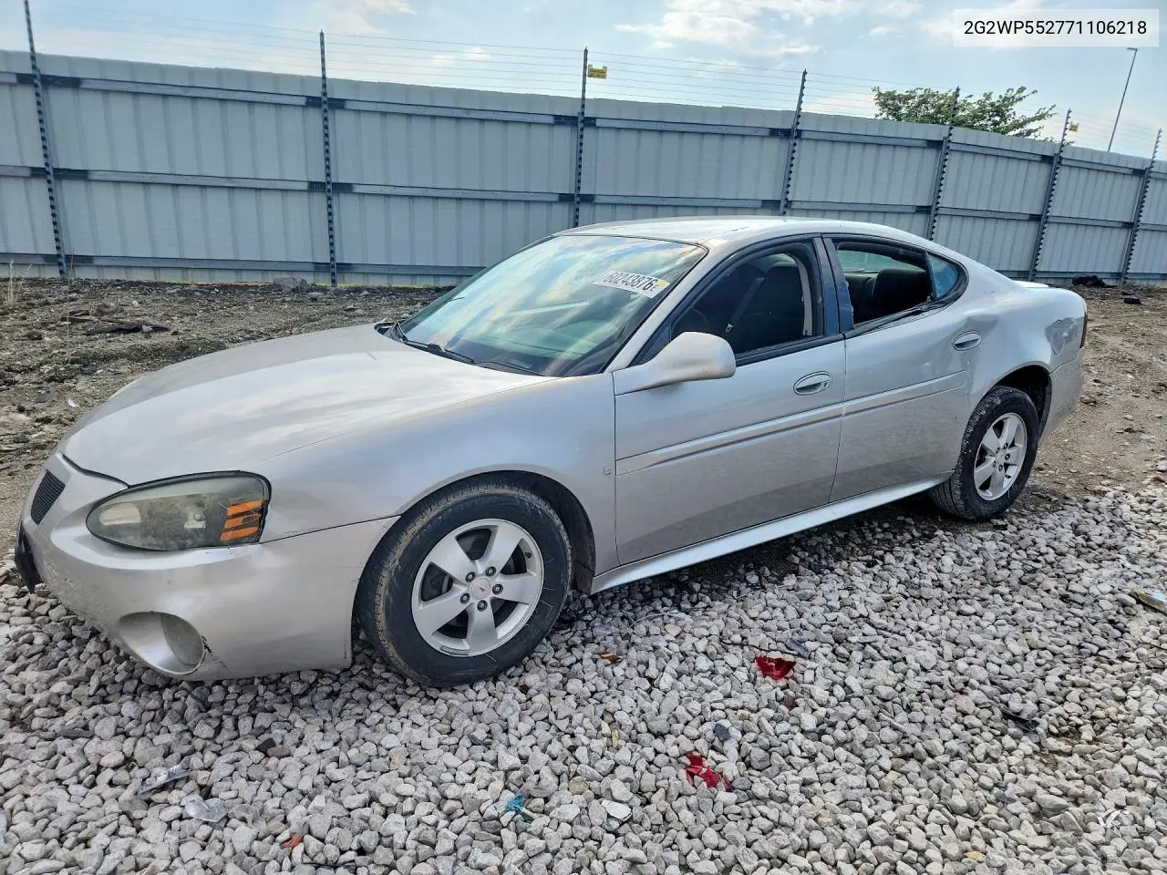 2007 Pontiac Grand Prix VIN: 2G2WP552771106218 Lot: 60243876