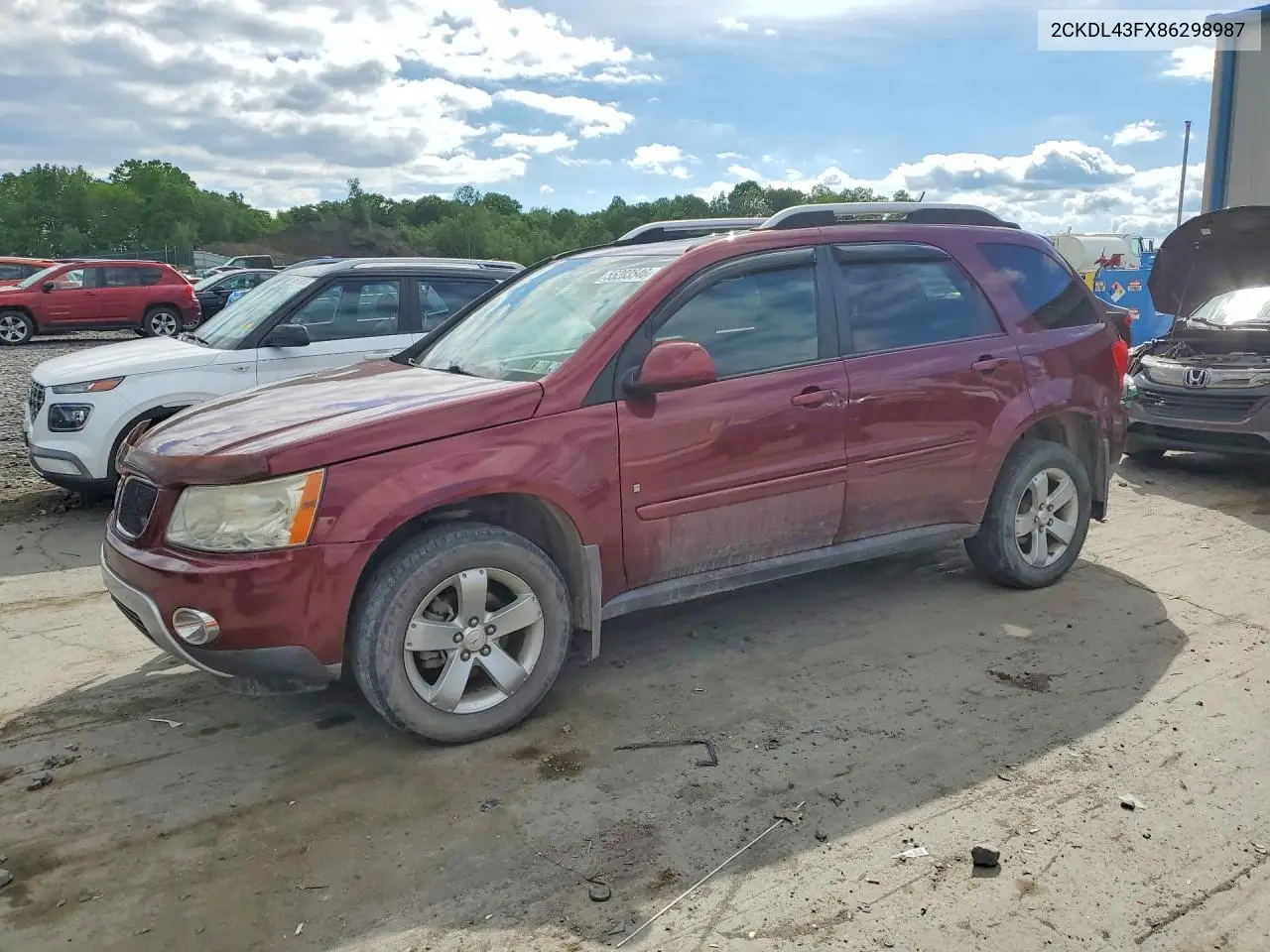 2008 Pontiac Torrent VIN: 2CKDL43FX86298987 Lot: 55203546