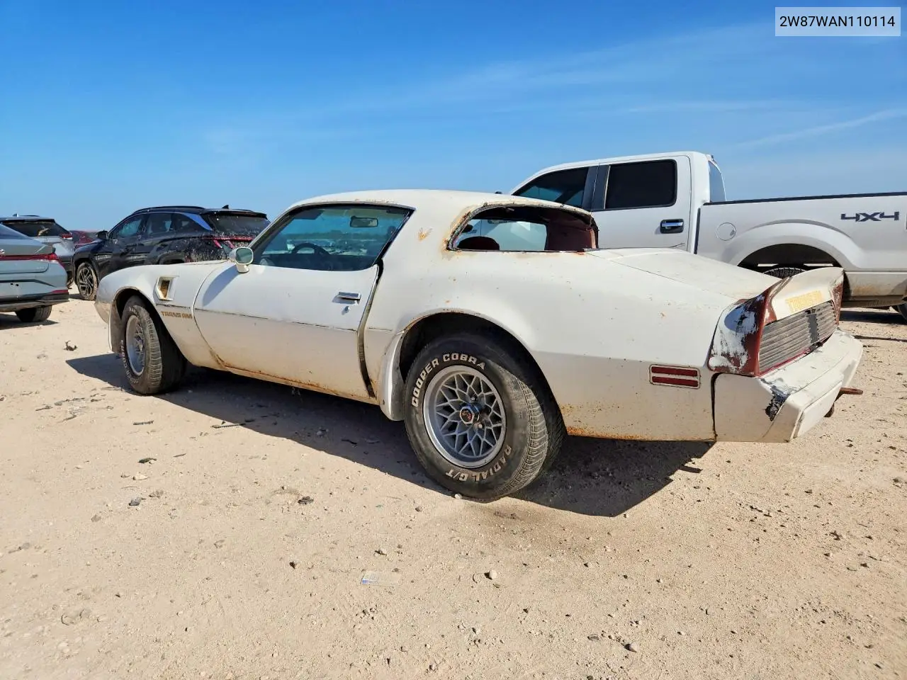 1980 Pontiac Trans Am T-Top VIN: 2W87WAN110114 Lot: 62122486