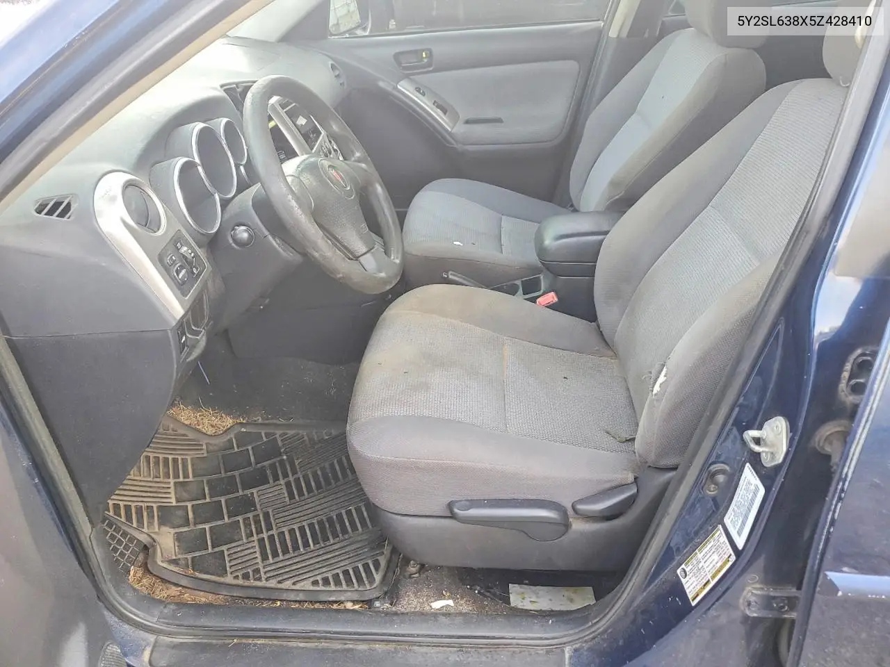 2005 Pontiac Vibe VIN: 5Y2SL638X5Z428410 Lot: 60094596