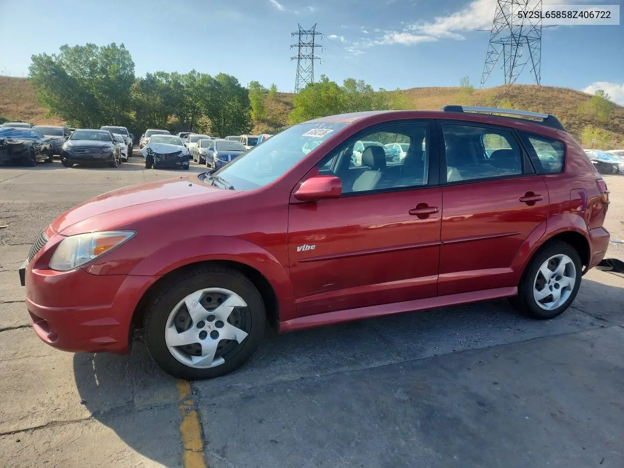 2008 Pontiac Vibe VIN: 5Y2SL65858Z406722 Lot: 61542136