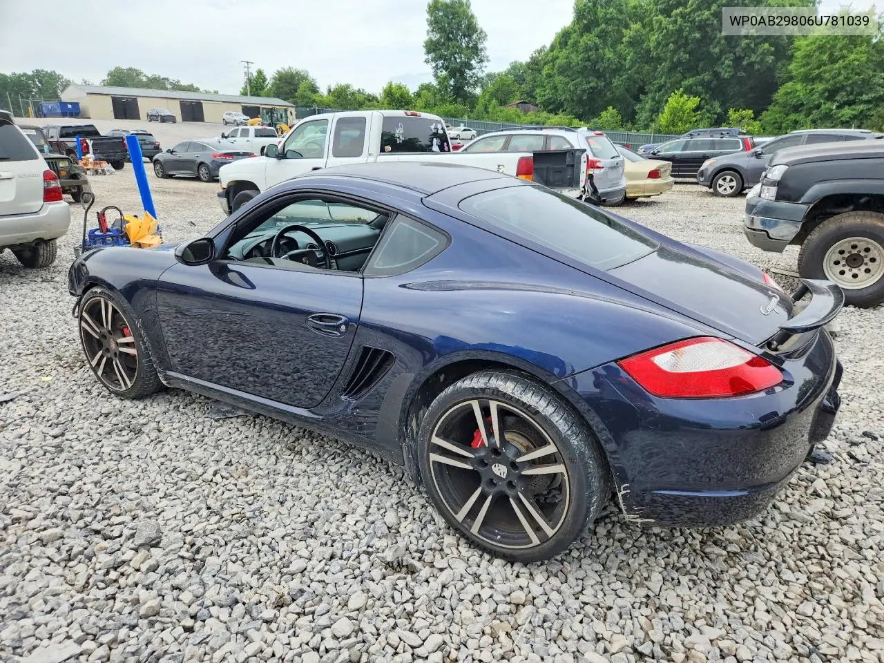 2006 Porsche Cayman S VIN: WP0AB29806U781039 Lot: 54787926