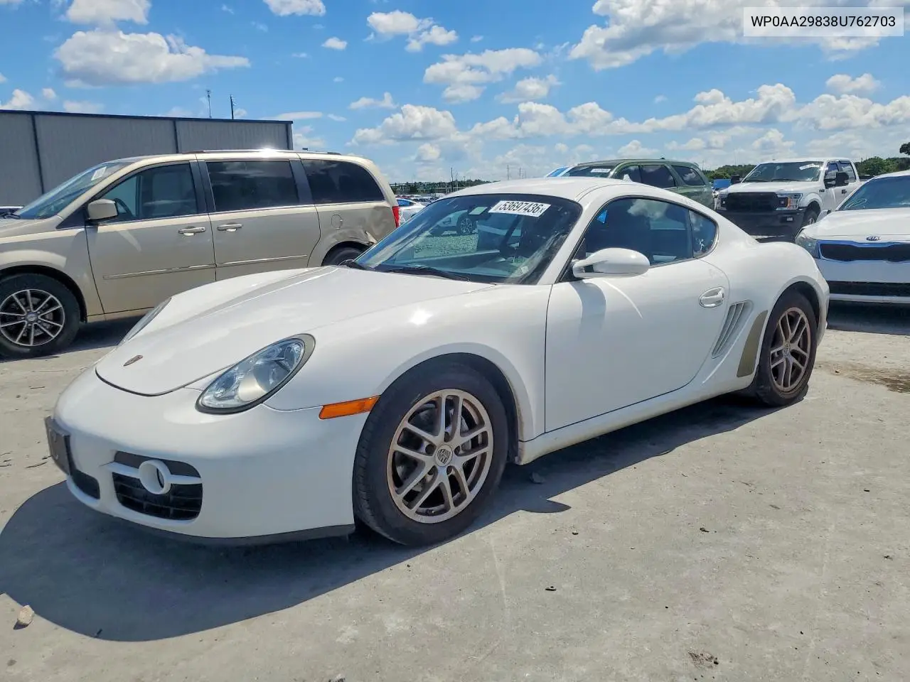 2008 Porsche Cayman VIN: WP0AA29838U762703 Lot: 53697436