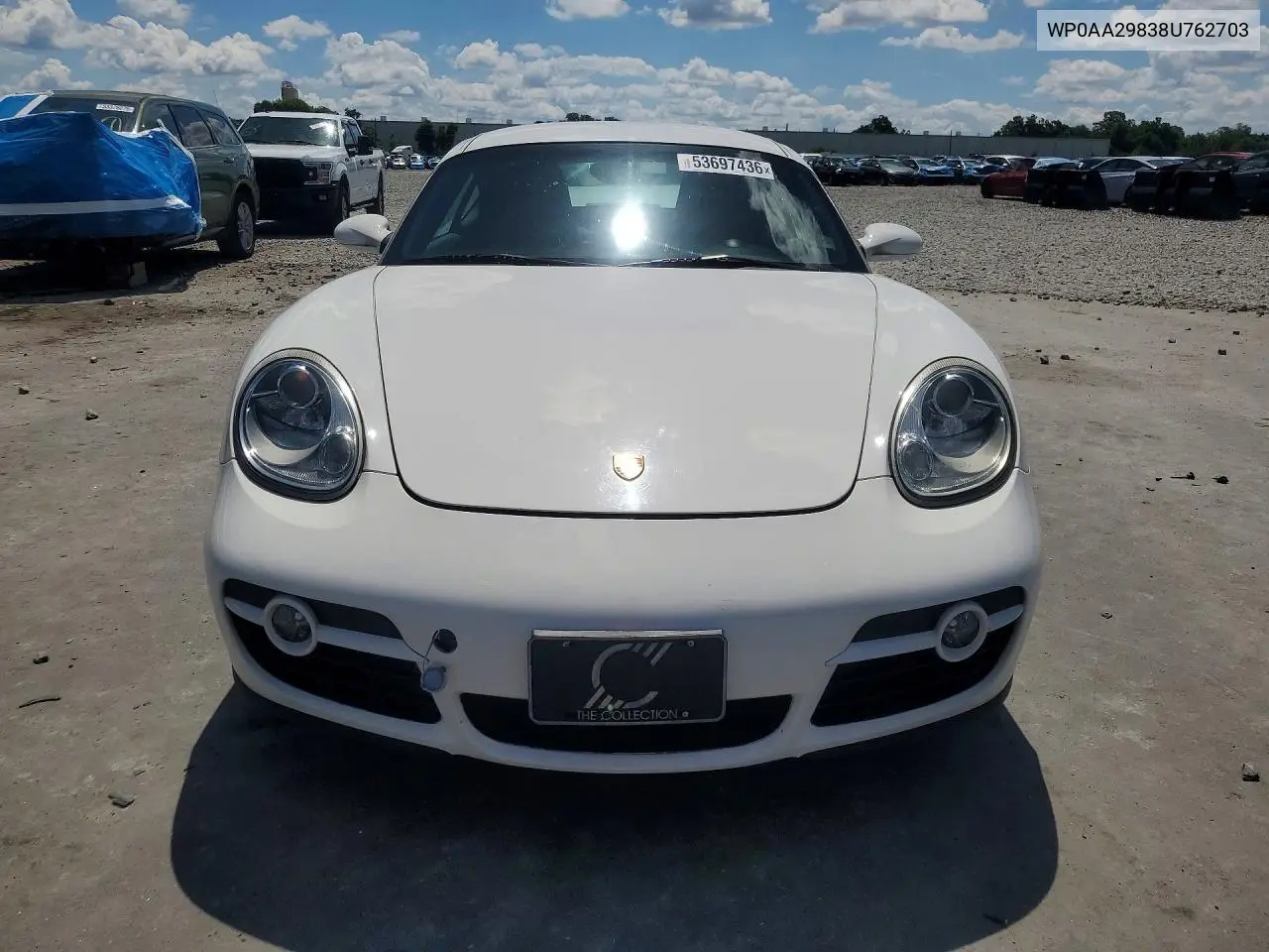2008 Porsche Cayman VIN: WP0AA29838U762703 Lot: 53697436