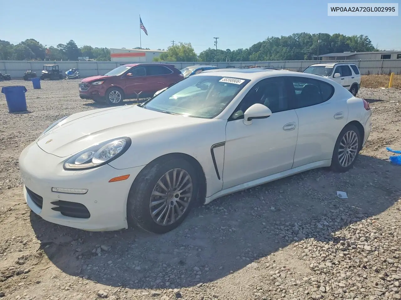 2016 Porsche Panamera 2 VIN: WP0AA2A72GL002995 Lot: 58398906