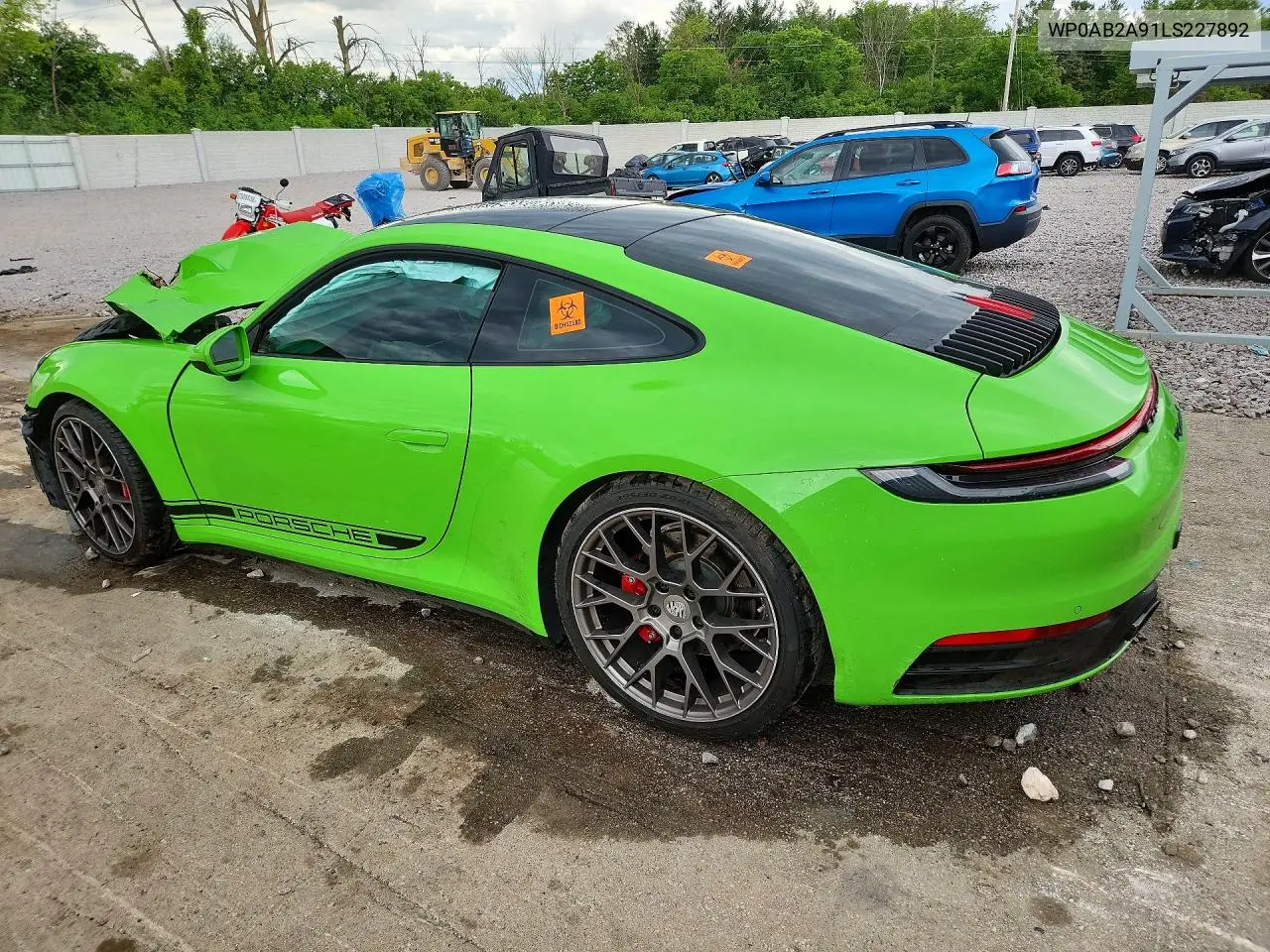 2020 Porsche 911 Carrera S VIN: WP0AB2A91LS227892 Lot: 57673186