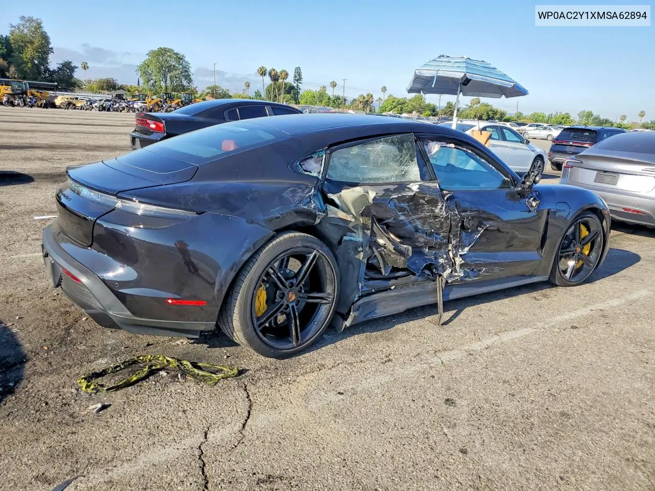 2021 Porsche Taycan Turbo VIN: WP0AC2Y1XMSA62894 Lot: 58413106