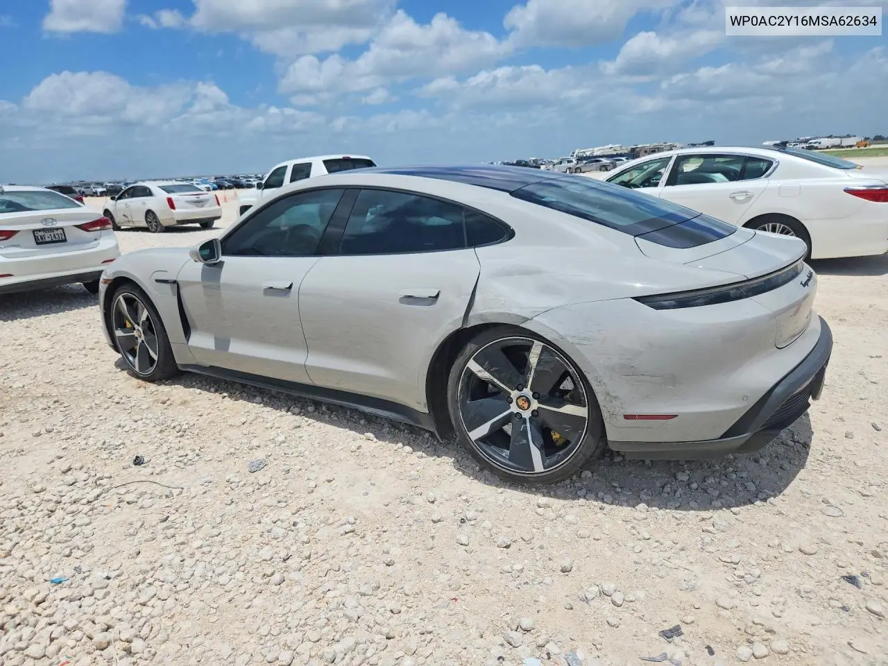 2021 Porsche Taycan Turbo VIN: WP0AC2Y16MSA62634 Lot: 58585266