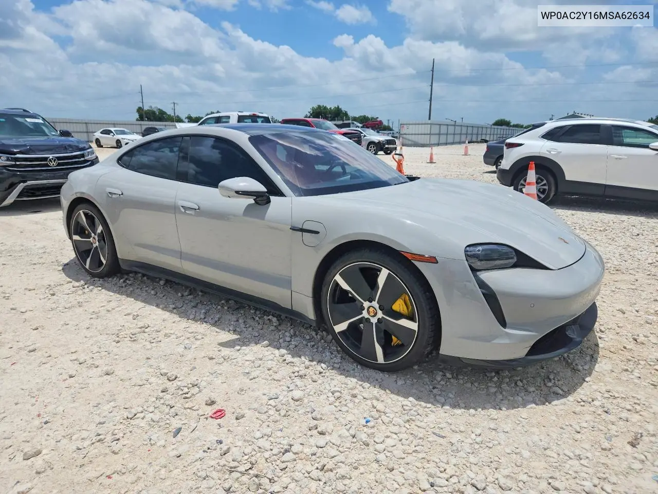 2021 Porsche Taycan Turbo VIN: WP0AC2Y16MSA62634 Lot: 58585266