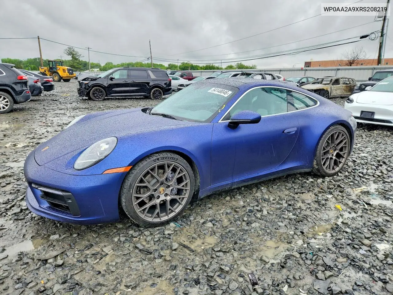2024 Porsche 911 Carrera VIN: WP0AA2A9XRS208219 Lot: 54148046