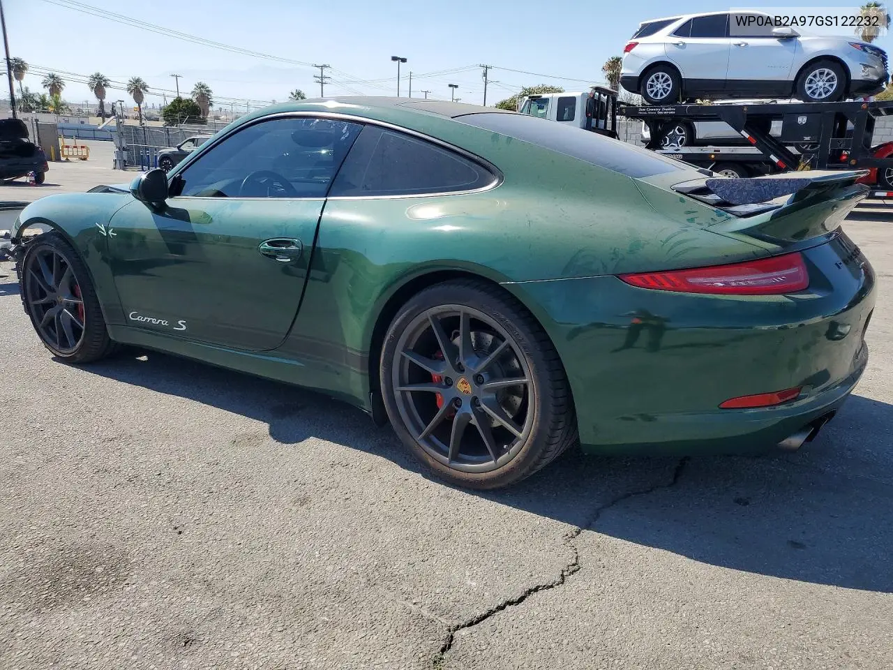2016 Porsche 911 Carrera S/Carrera 4S/Carrera Gts VIN: WP0AB2A97GS122232 Lot: 59263946