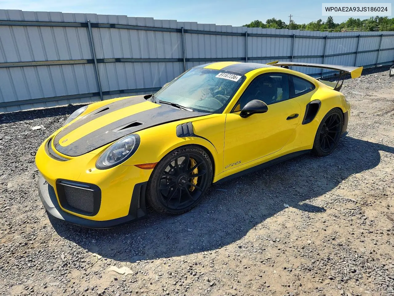 2018 Porsche 911 Gt2 Rs VIN: WP0AE2A93JS186024 Lot: 59167236