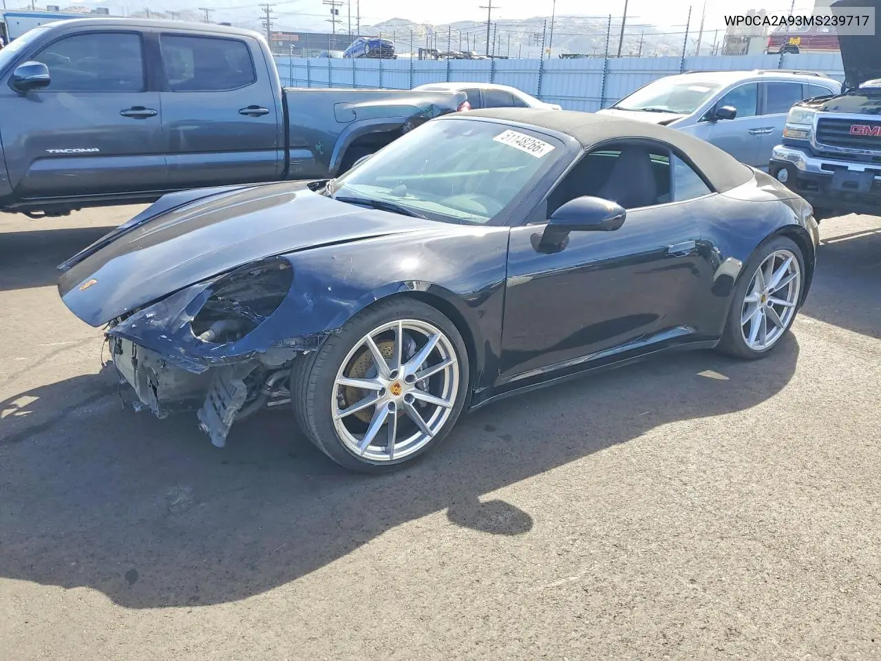 2021 Porsche 911 Carrera VIN: WP0CA2A93MS239717 Lot: 51148266
