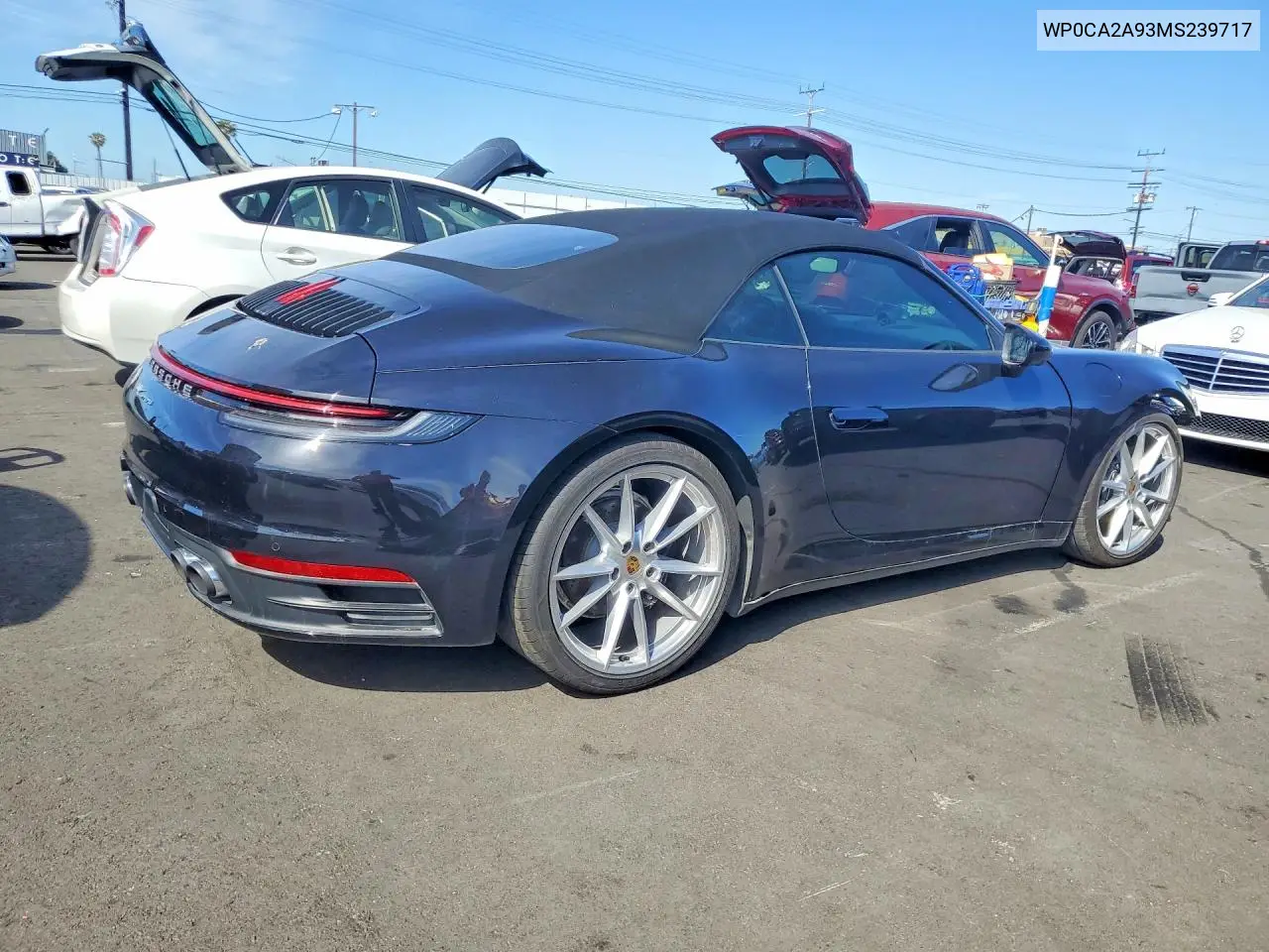 2021 Porsche 911 Carrera VIN: WP0CA2A93MS239717 Lot: 51148266