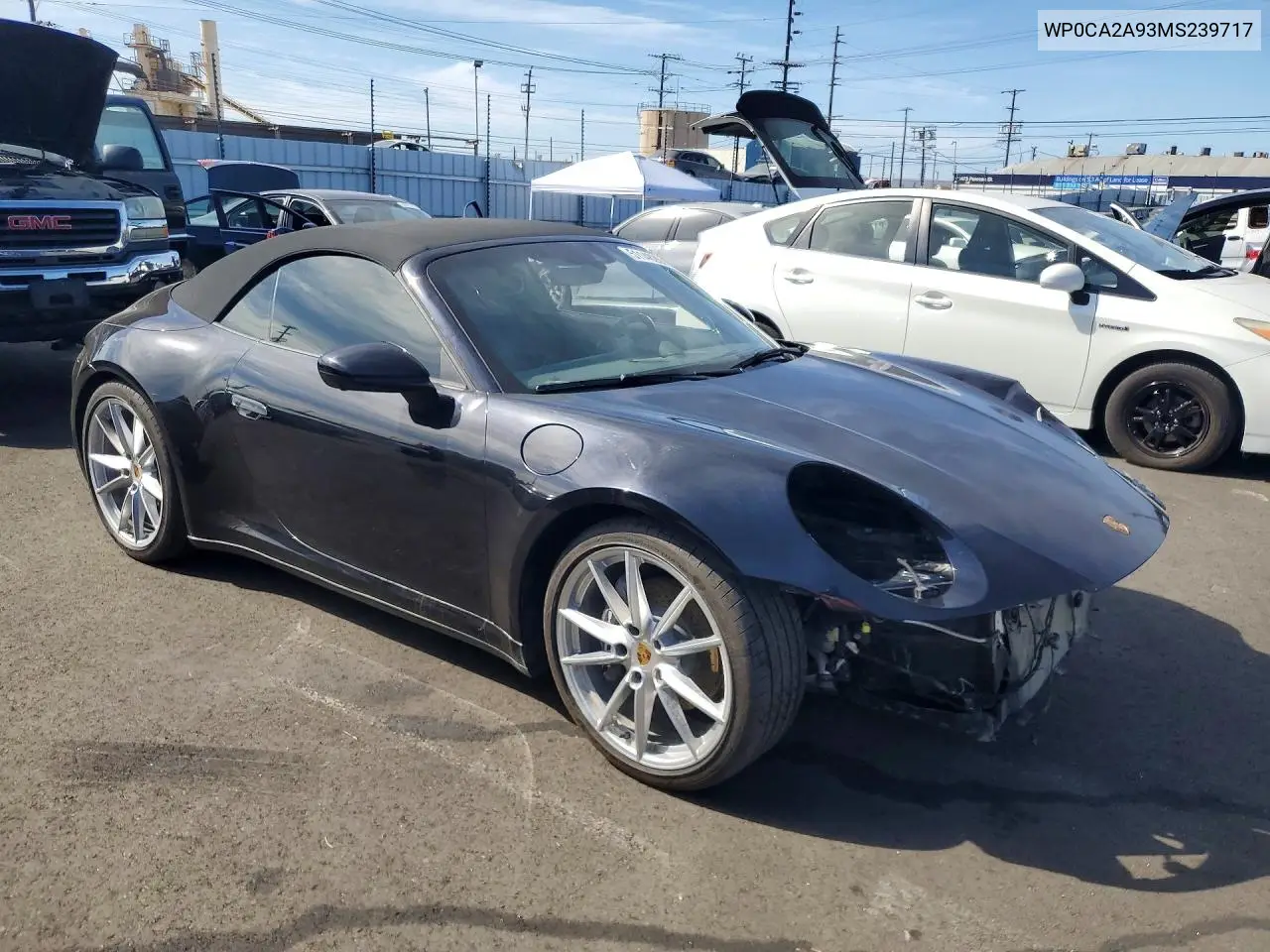 2021 Porsche 911 Carrera VIN: WP0CA2A93MS239717 Lot: 51148266
