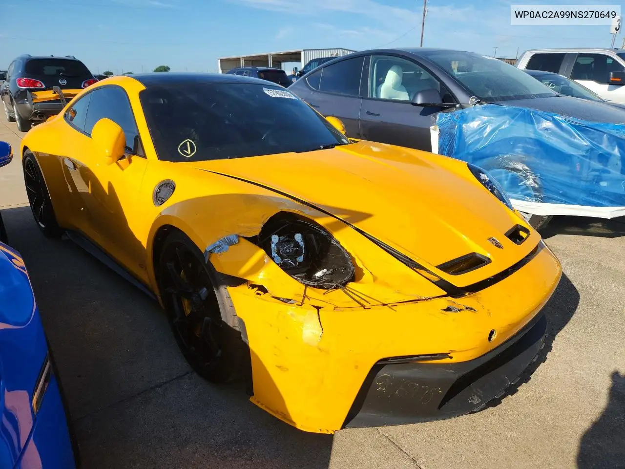 2022 Porsche 911 Gt3 VIN: WP0AC2A99NS270649 Lot: 57902086