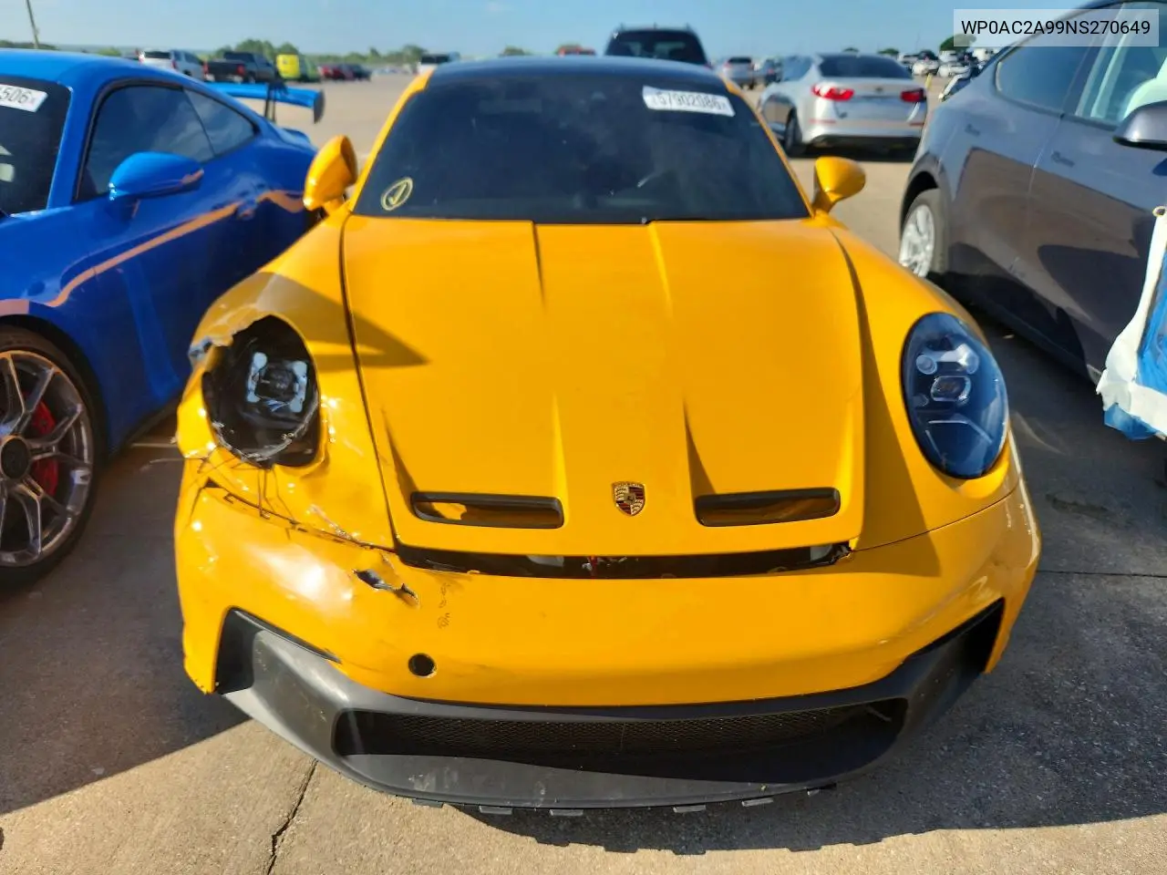 2022 Porsche 911 Gt3 VIN: WP0AC2A99NS270649 Lot: 57902086