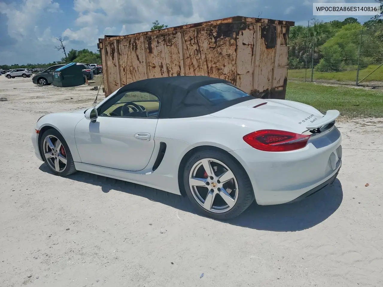 2014 Porsche Boxster S VIN: WP0CB2A86ES140816 Lot: 60557406
