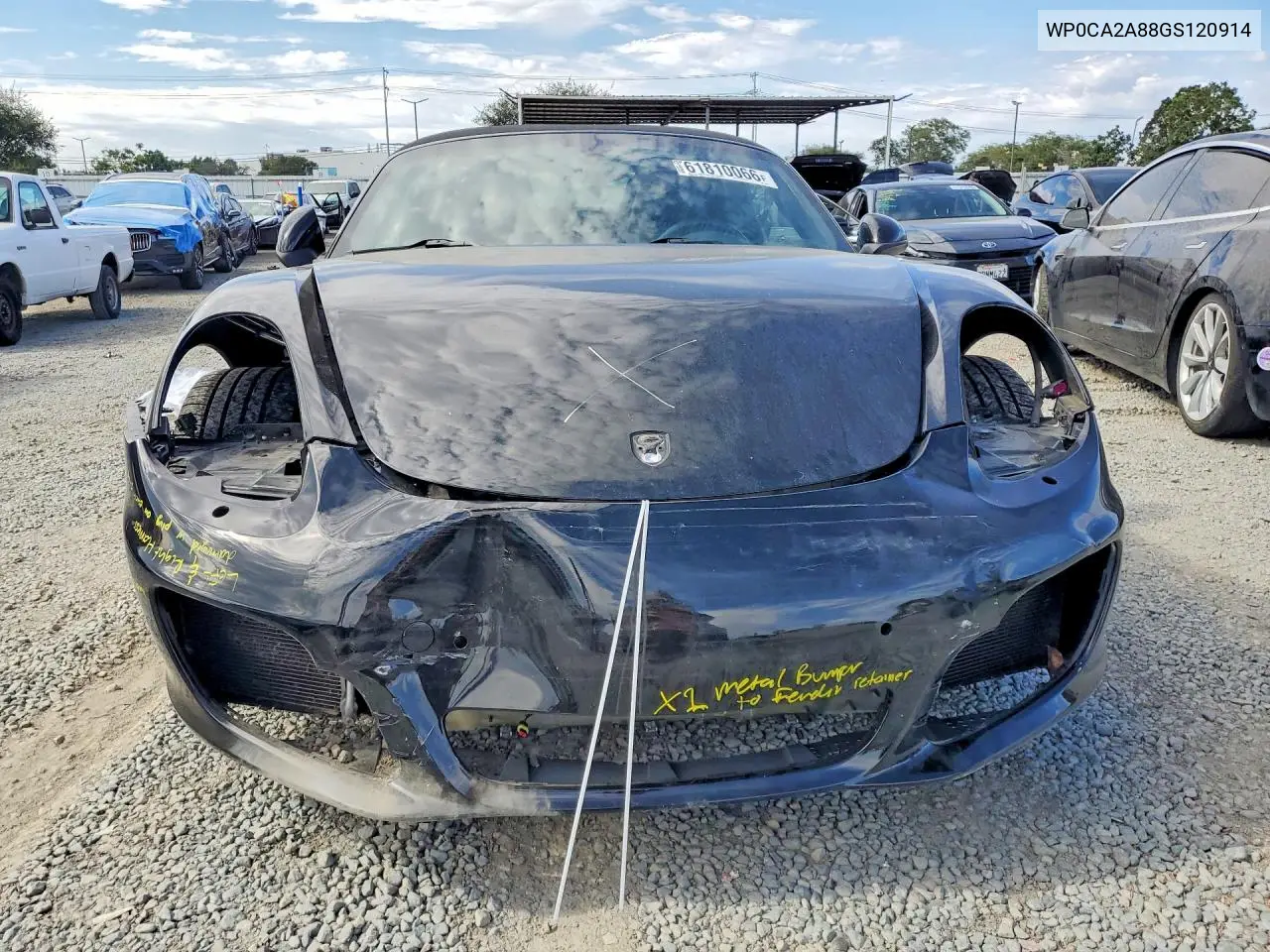 2016 Porsche Boxster VIN: WP0CA2A88GS120914 Lot: 61810066