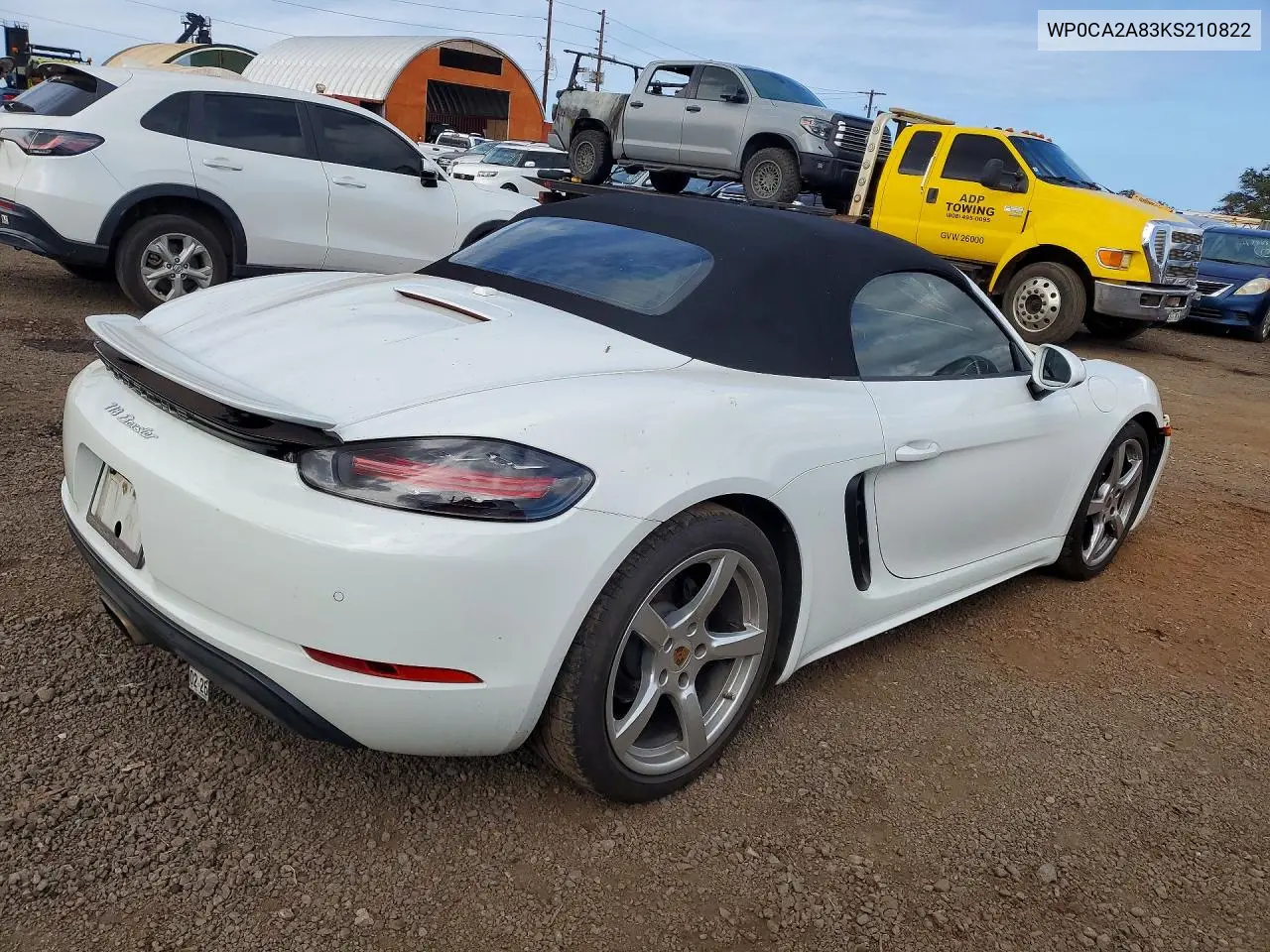 2019 Porsche Boxster Base VIN: WP0CA2A83KS210822 Lot: 54010296