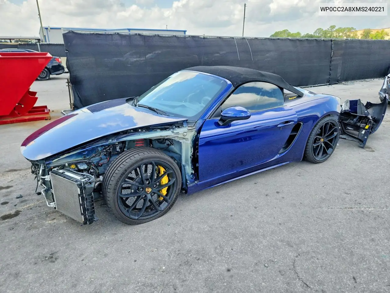 2021 Porsche Boxster Spyder VIN: WP0CC2A8XMS240221 Lot: 61367176