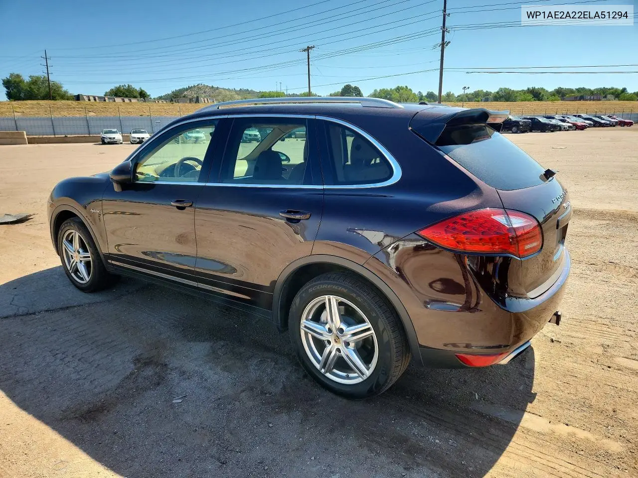 2014 Porsche Cayenne S Hybrid VIN: WP1AE2A22ELA51294 Lot: 60876056