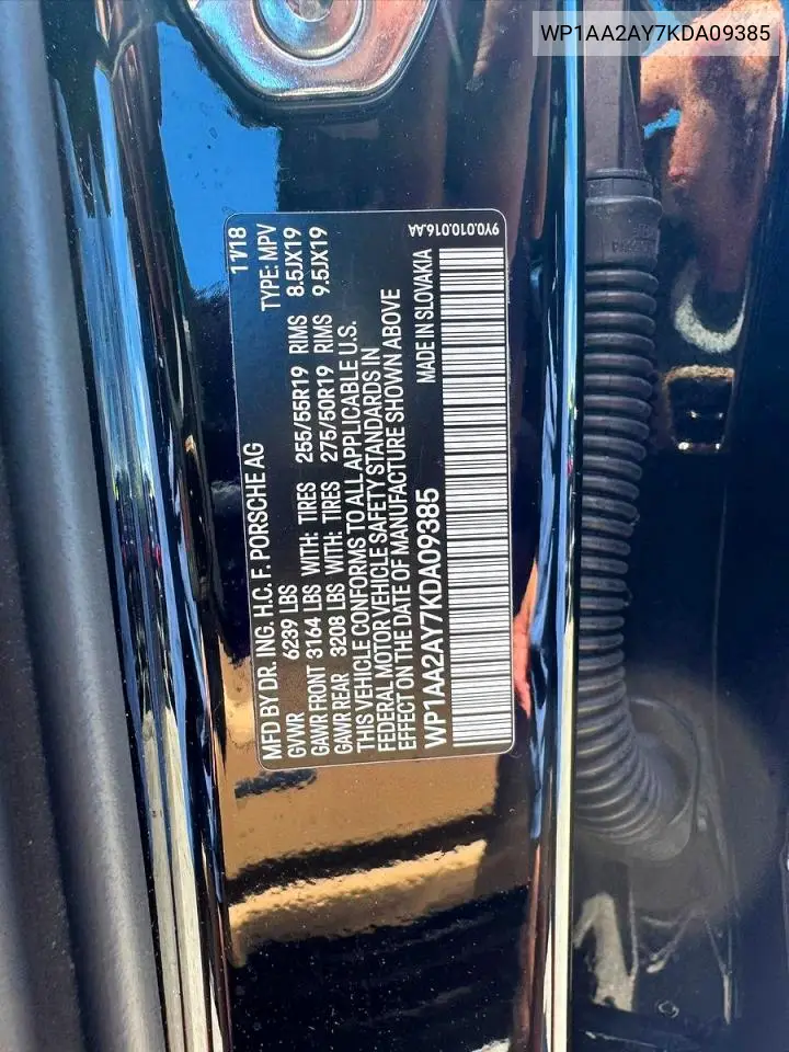 2019 Porsche Cayenne VIN: WP1AA2AY7KDA09385 Lot: 62313976