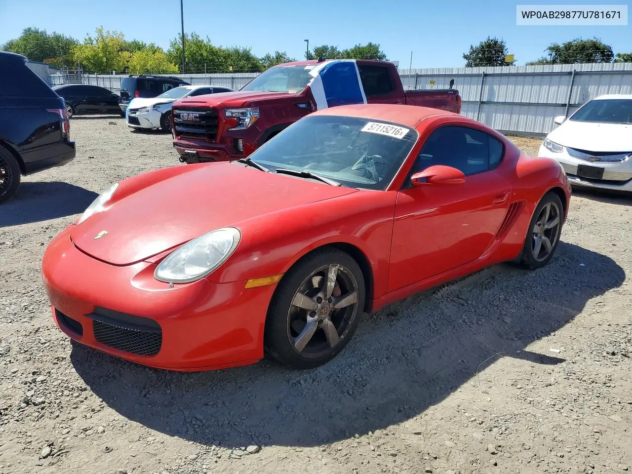 2007 Porsche Cayman S VIN: WP0AB29877U781671 Lot: 57115216