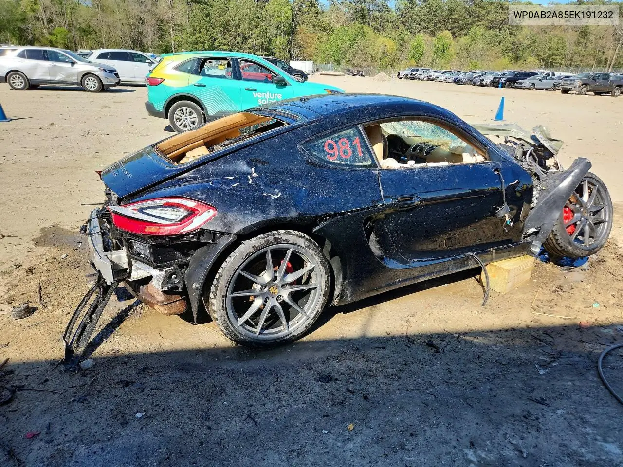 2014 Porsche Cayman S VIN: WP0AB2A85EK191232 Lot: 49884066