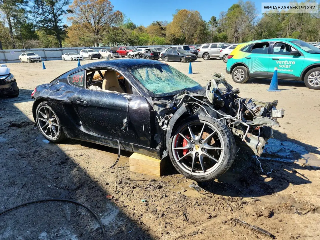 2014 Porsche Cayman S VIN: WP0AB2A85EK191232 Lot: 49884066