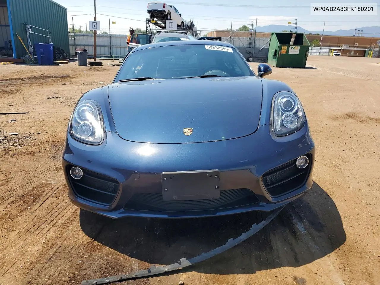 2015 Porsche Cayman S VIN: WP0AB2A83FK180201 Lot: 59838346