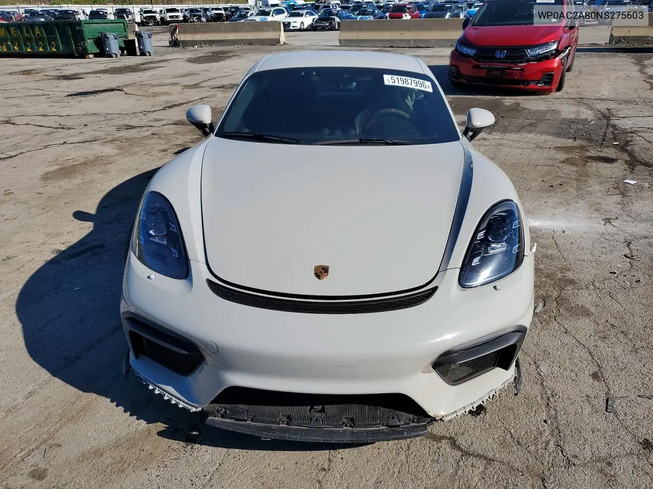 2022 Porsche Cayman Gt4 VIN: WP0AC2A80NS275603 Lot: 51987996
