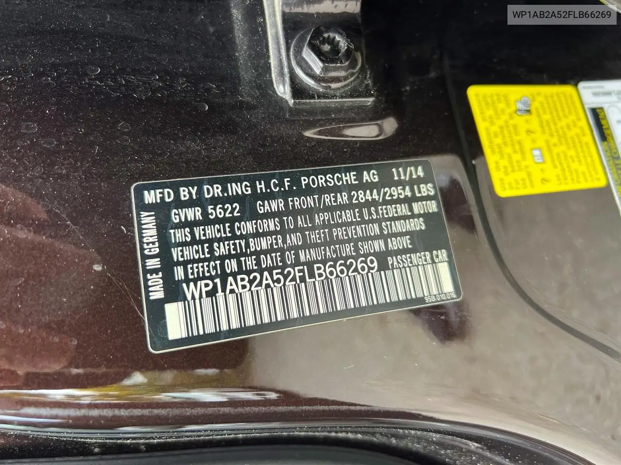 WP1AB2A52FLB66269 2015 Porsche Macan S