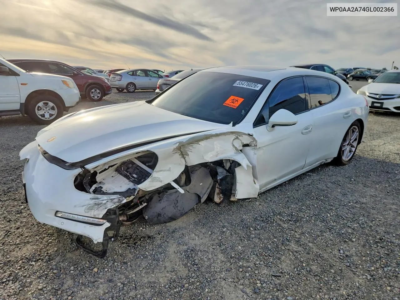 2016 Porsche Panamera 2 VIN: WP0AA2A74GL002366 Lot: 55476026