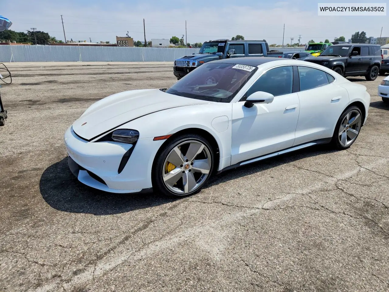 2021 Porsche Taycan Turbo VIN: WP0AC2Y15MSA63502 Lot: 55358726