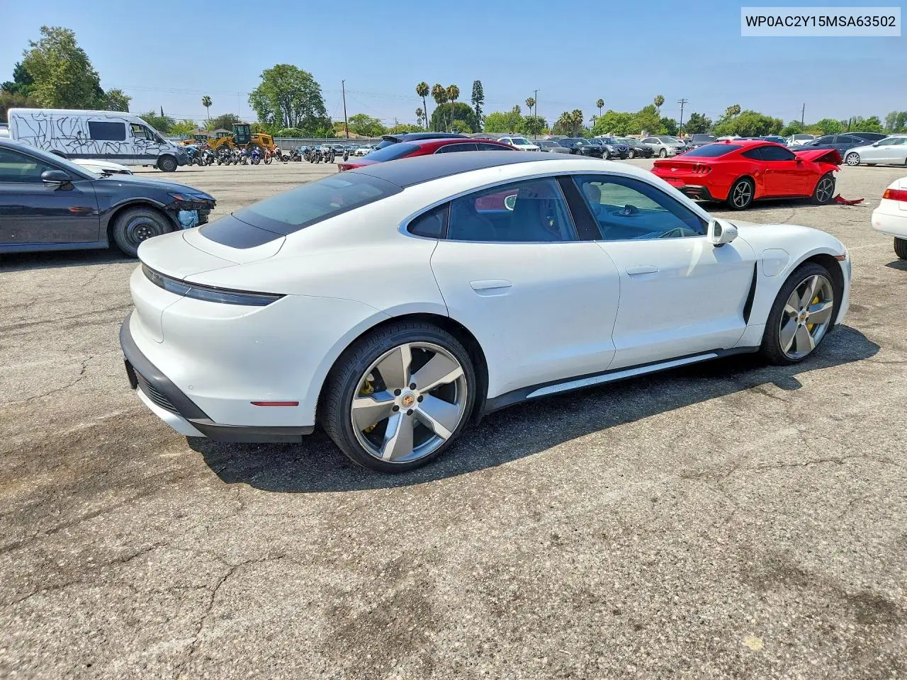 2021 Porsche Taycan Turbo VIN: WP0AC2Y15MSA63502 Lot: 55358726