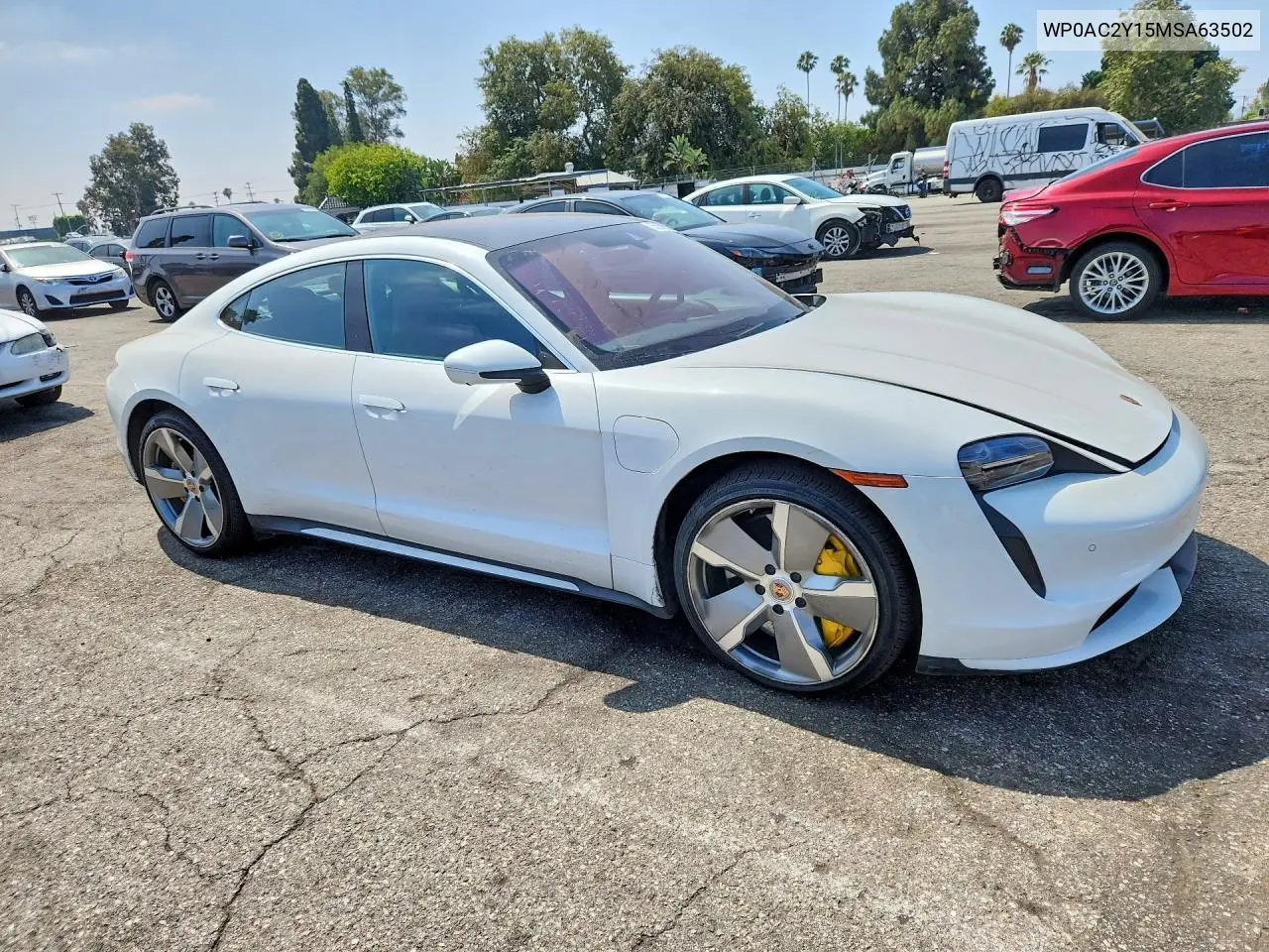 2021 Porsche Taycan Turbo VIN: WP0AC2Y15MSA63502 Lot: 55358726