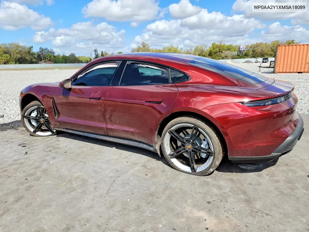2021 Porsche Taycan VIN: WP0AA2Y1XMSA18089 Lot: 79936855