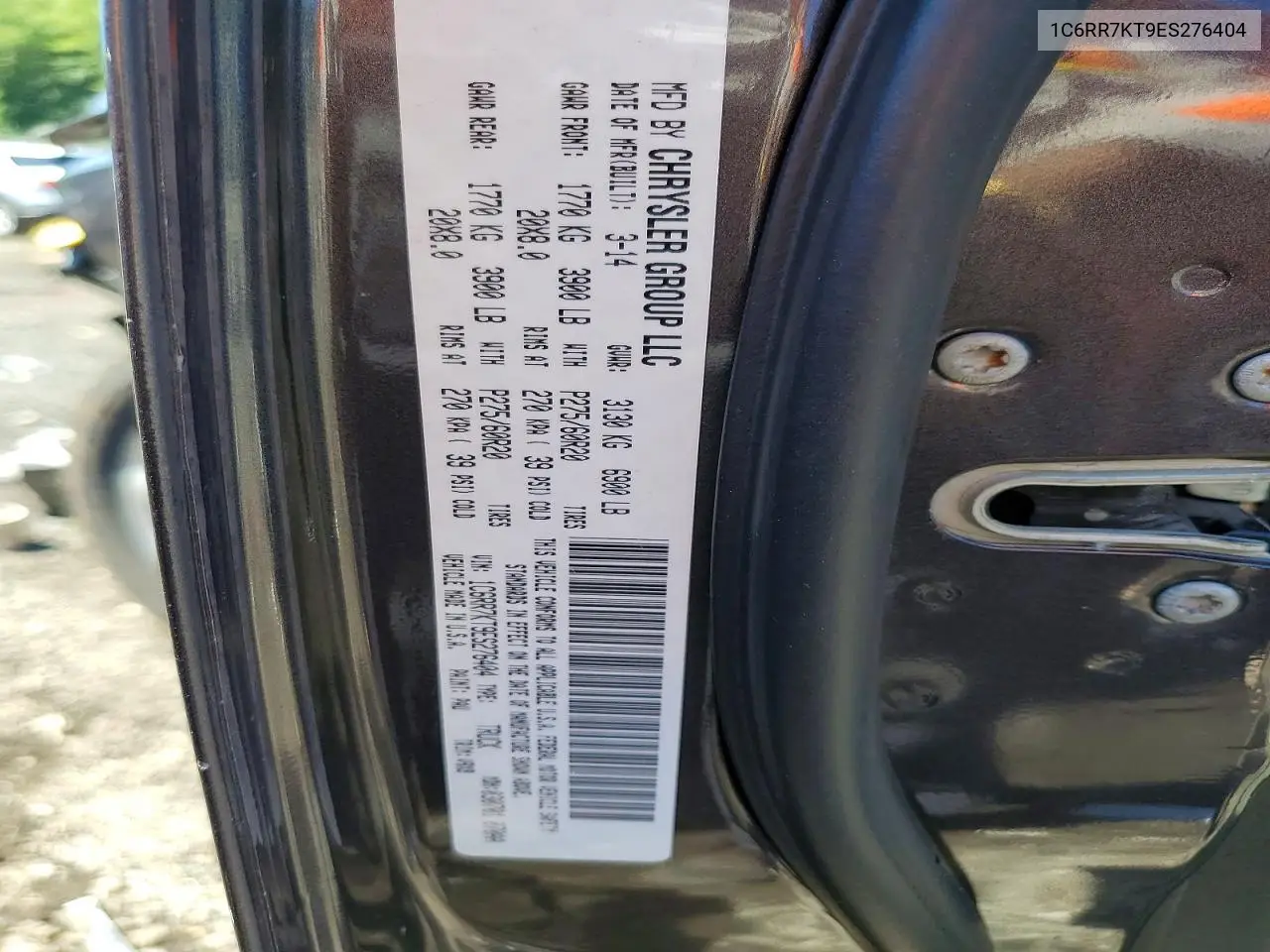 2014 Ram 1500 St VIN: 1C6RR7KT9ES276404 Lot: 58257426