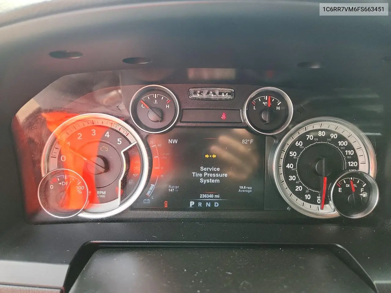 2015 Ram 1500 Laramie VIN: 1C6RR7VM6FS663451 Lot: 61522466