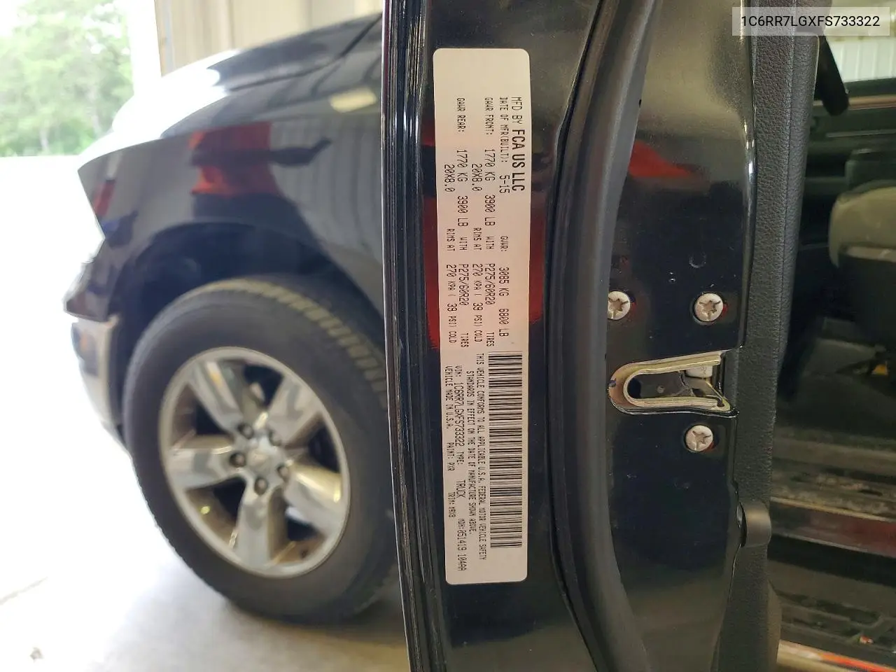 2015 Ram 1500 Slt VIN: 1C6RR7LGXFS733322 Lot: 62131666