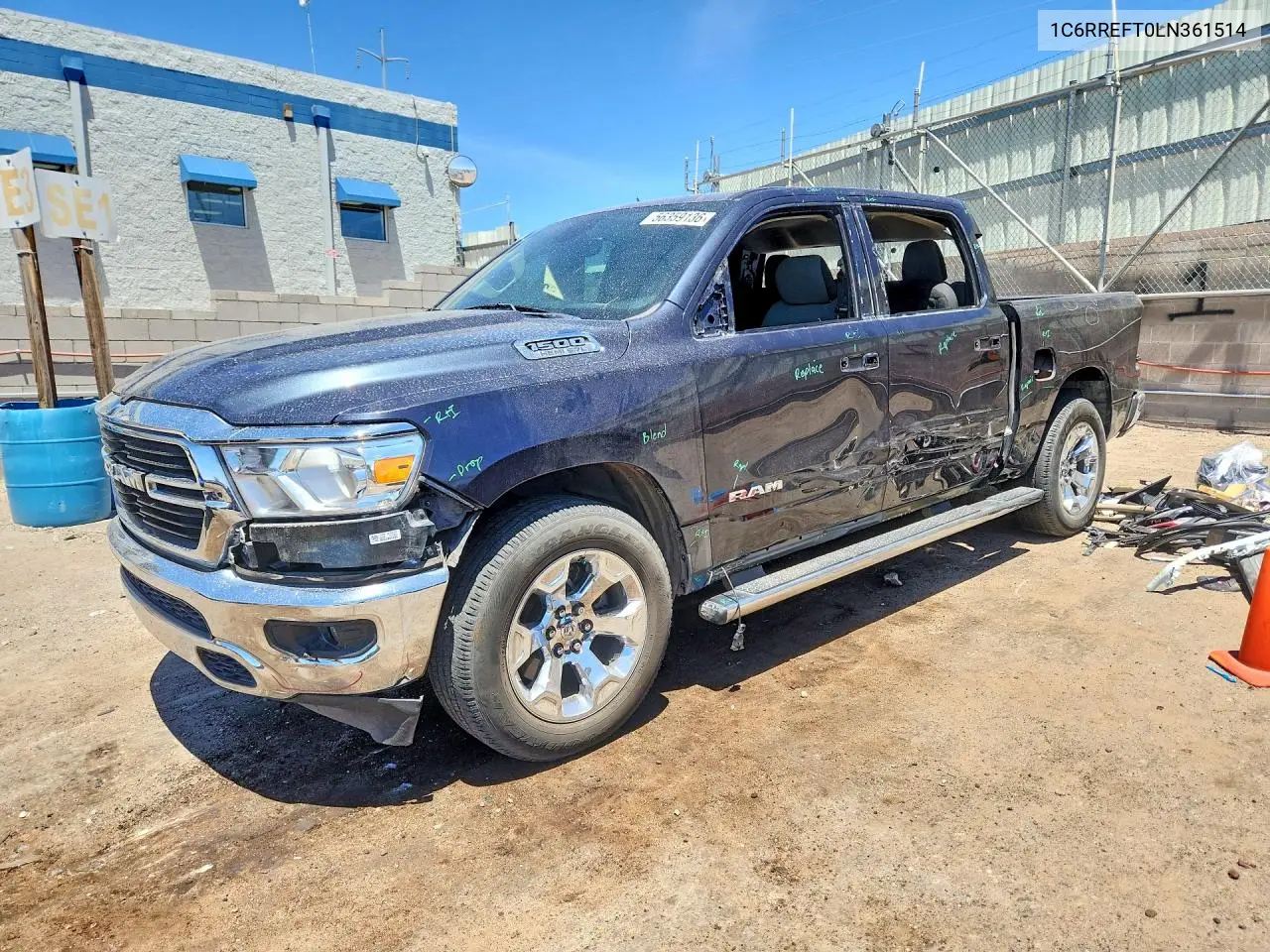 2020 Ram 1500 Big Horn VIN: 1C6RREFT0LN361514 Lot: 56359136