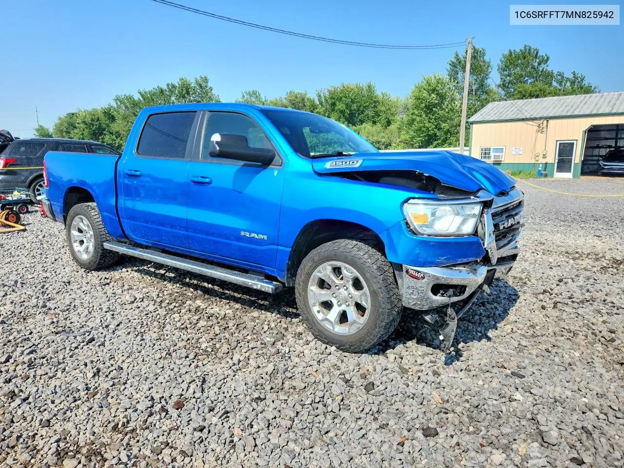 2021 Ram 1500 Big Horn/Lone Star VIN: 1C6SRFFT7MN825942 Lot: 61586056
