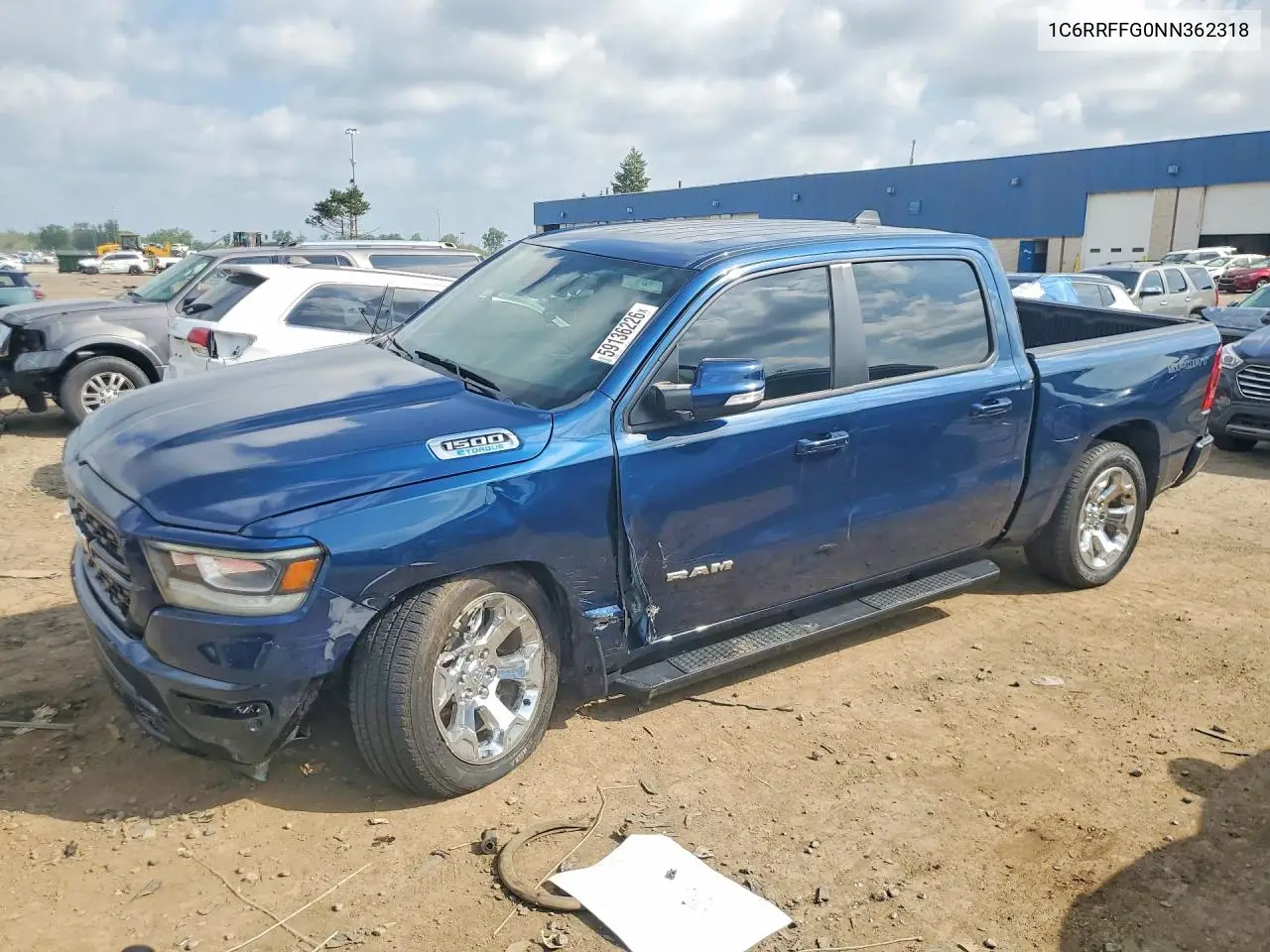 2022 Ram 1500 Big Horn/Lone Star VIN: 1C6RRFFG0NN362318 Lot: 59136226