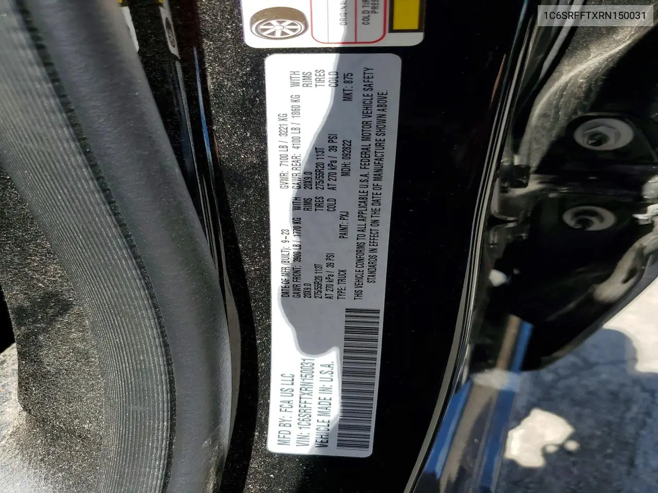 2024 Ram 1500 Big Horn VIN: 1C6SRFFTXRN150031 Lot: 58288006