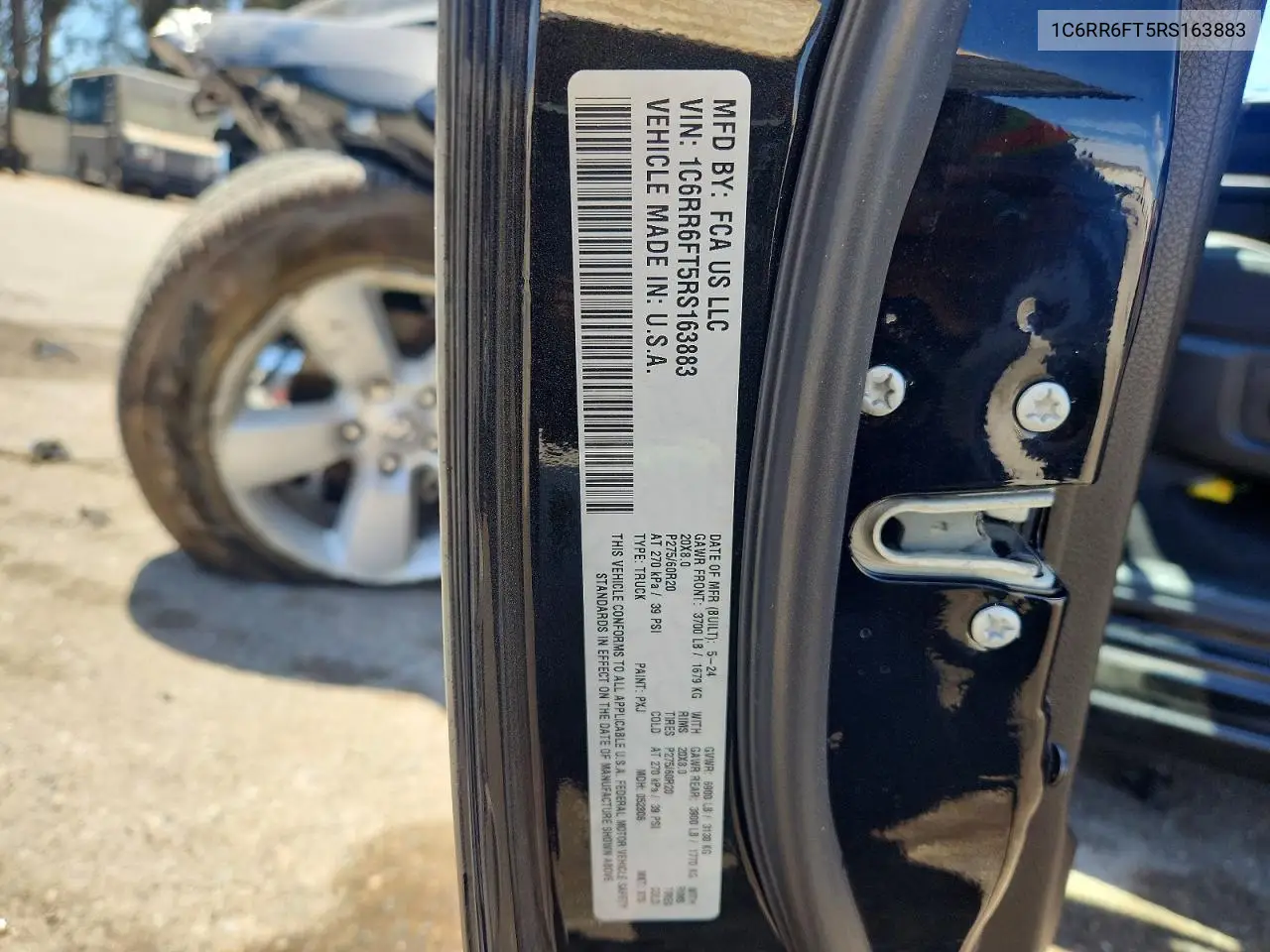 2024 Ram 1500 Classic Tradesman VIN: 1C6RR6FT5RS163883 Lot: 61977696