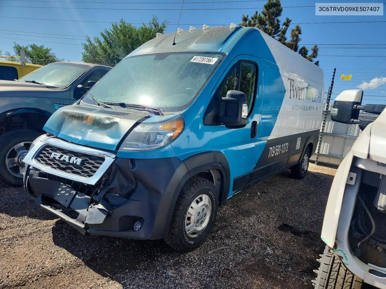 2019 Ram Promaster 2500 2500 High VIN: 3C6TRVDG9KE507407 Lot: 61720786