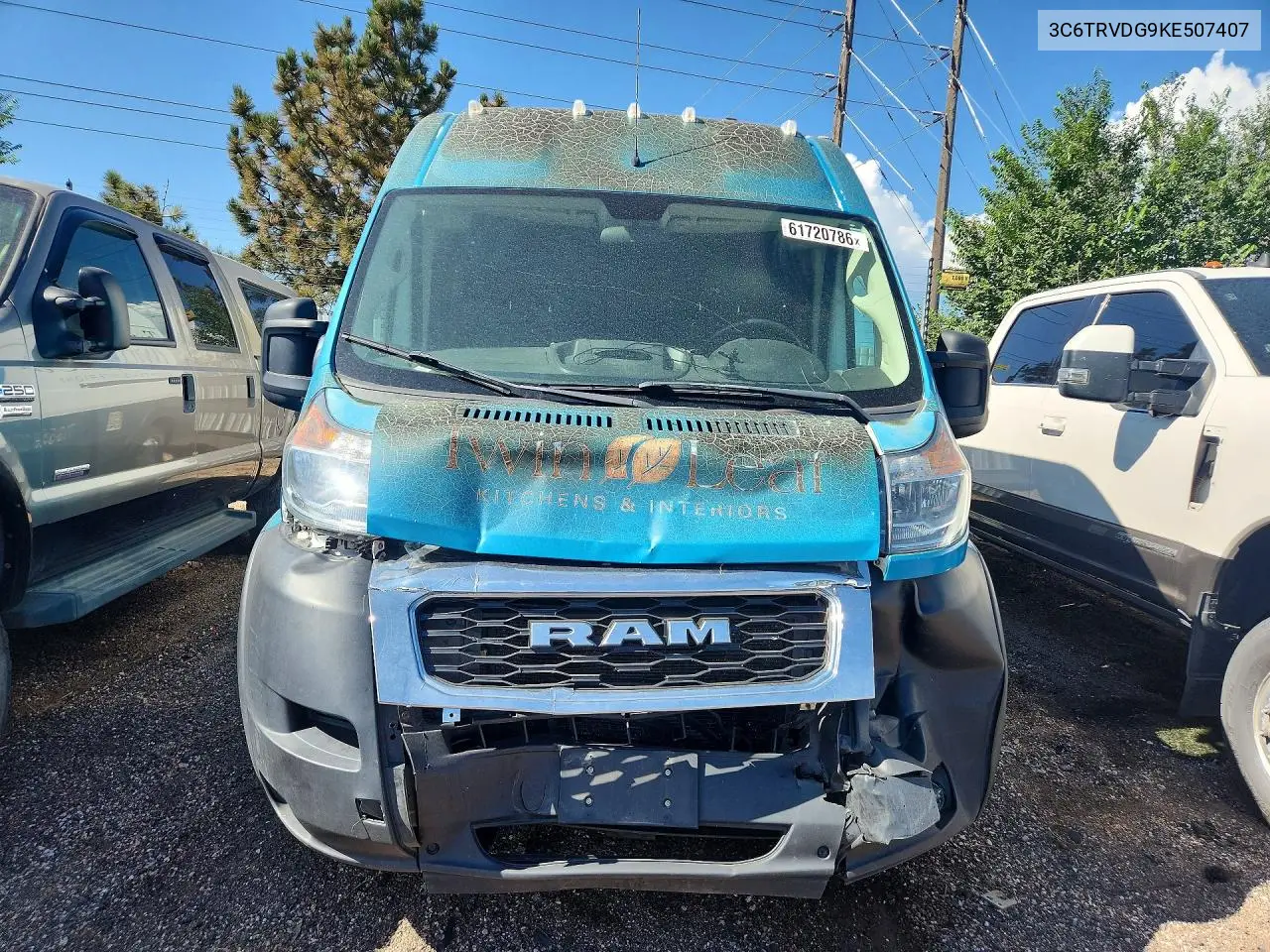 2019 Ram Promaster 2500 2500 High VIN: 3C6TRVDG9KE507407 Lot: 61720786