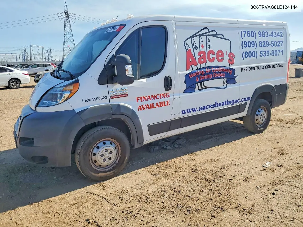 2020 Ram Promaster 1500 1500 Standard VIN: 3C6TRVAG8LE124144 Lot: 61128576