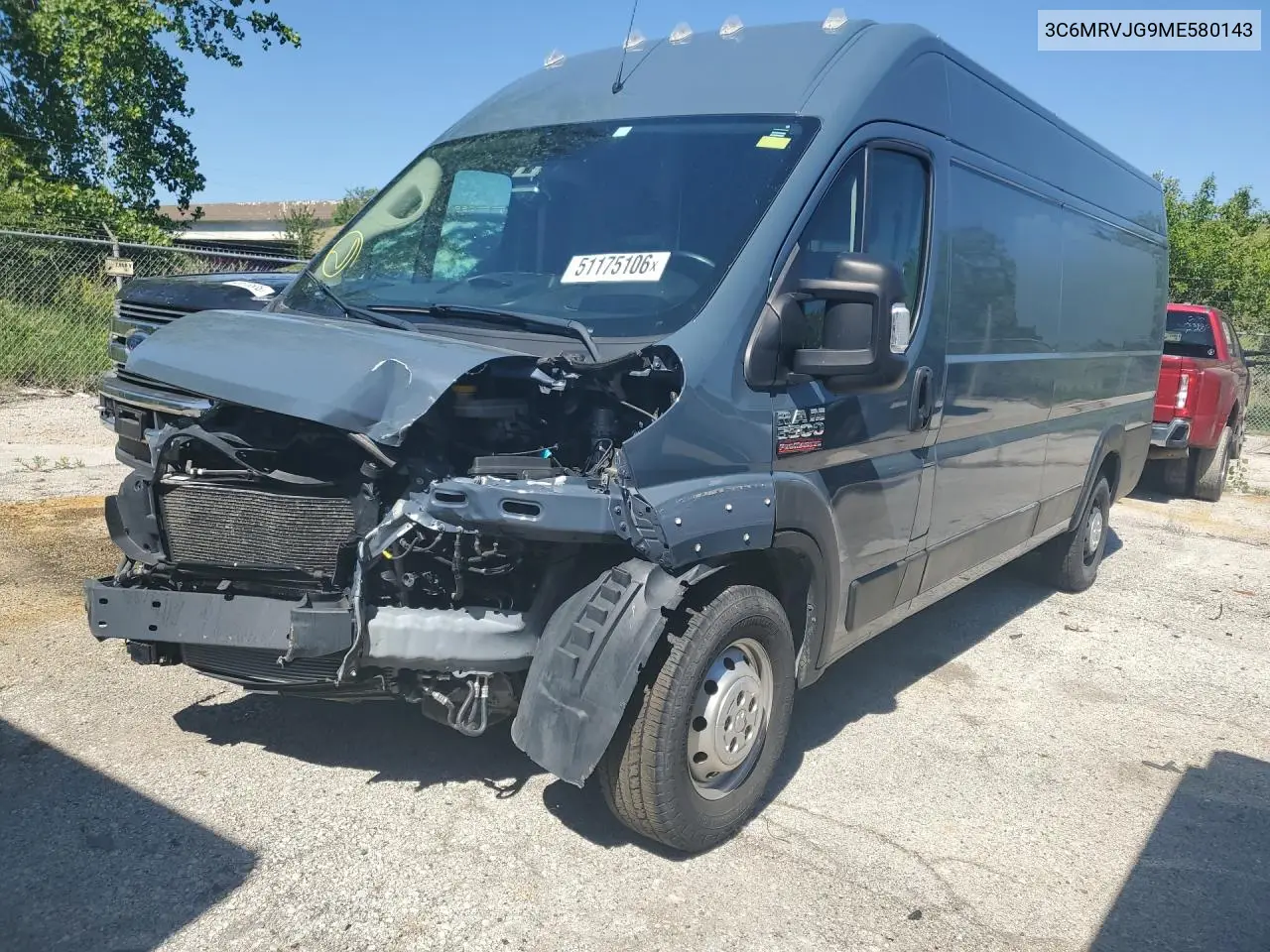 2021 Ram Promaster 3500 Delivery Van VIN: 3C6MRVJG9ME580143 Lot: 51175106